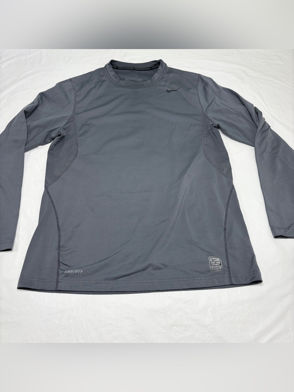 Nike Pro Combat Dri-FIT Shirt Mens Large Gray Long Sleeve Fitted Training Top
